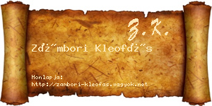 Zámbori Kleofás névjegykártya